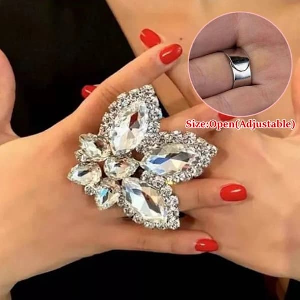 Överdrevne Rhinestone Åbne Ringe Krystal Fingerring STIL 3 Stil 3