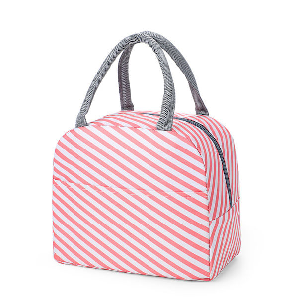 /NN/Jäähdytyslaukku kahvalla naisille ja lapsille, lounasrasia, piknik, kannettava ruoansäilytys, lämpöruokalaukku aamiaiselle Pink Stripe