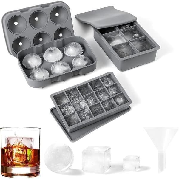 {NT}Bar Isbitbrett Silikon Isbitformer Sett med 3 Cocktail Whisky Former