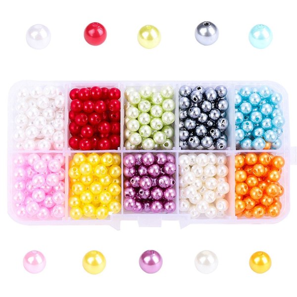 Göra själv smycken pärlor Kit Runda lösa distanspärlor med plast förvaringsbox 4mm