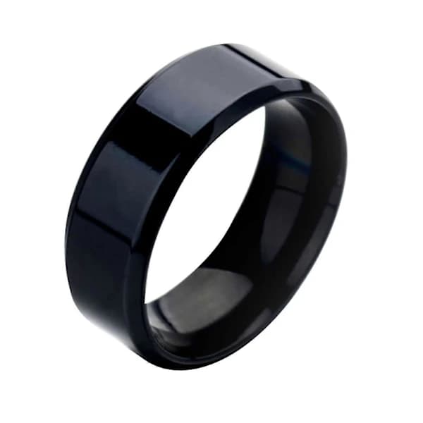 1 st Ring Unisex Rostfritt Stål Spegel Lätt Fingerring För Bröllop Svart Black US 11