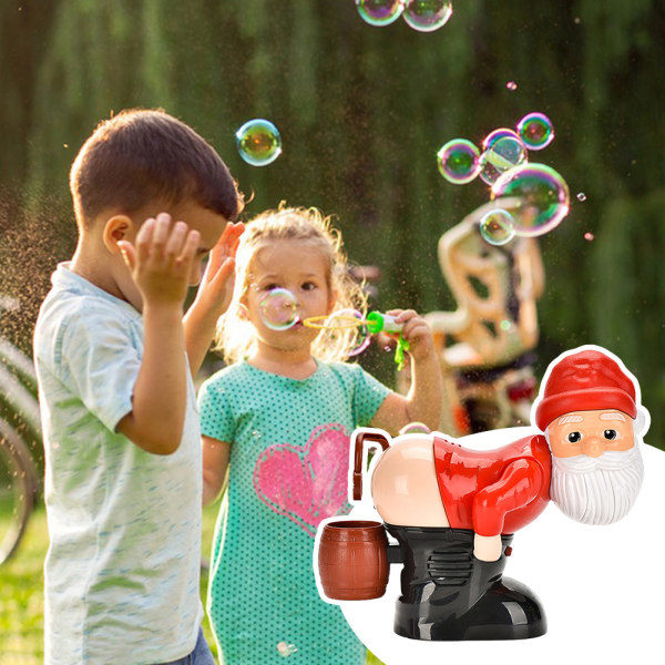 [NT] Jul Rolig Tomte Elektrisk Bubbelmaskin Leksak Bärbar Stor Kapacitet Bubbelblåsare för Pojke Flicka 1st