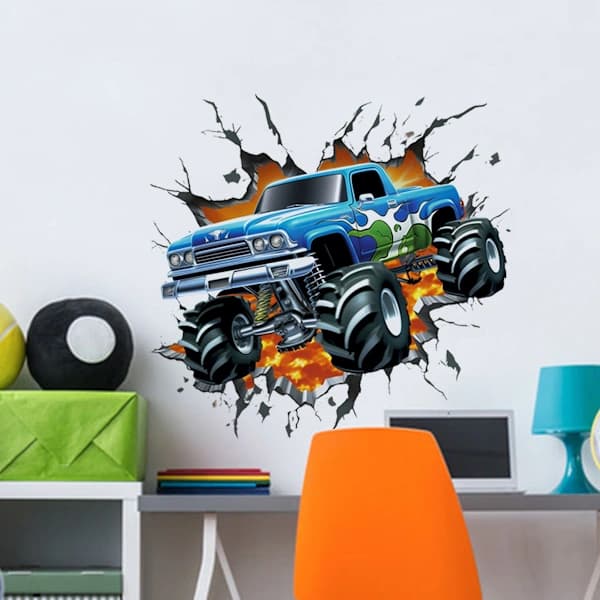 3D Racing Bil Veggdekor Biler Gutterom Veggdekaler Barneseng