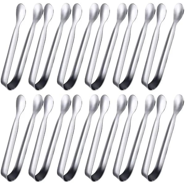 /NN/12-pack mini tänger Sockertänger Istänger Små serveringstänger i rostfritt stål