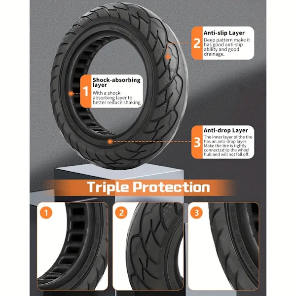 2-pak 10 tommer solide dæk til Segway Ninebot F & D, Xiaomi Mi 4, Navee V 10x2.125-6.5 sort 10x2.125-6.5 black