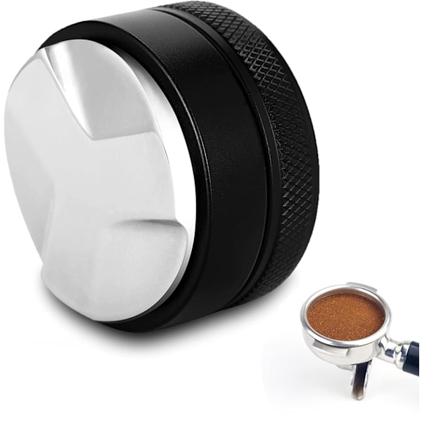Kaffedistributör, 53 mm 304 rostfritt stål kaffenivellerare, Verktyg för att jämna ut malet kaffe, Svart 53MM/NT/