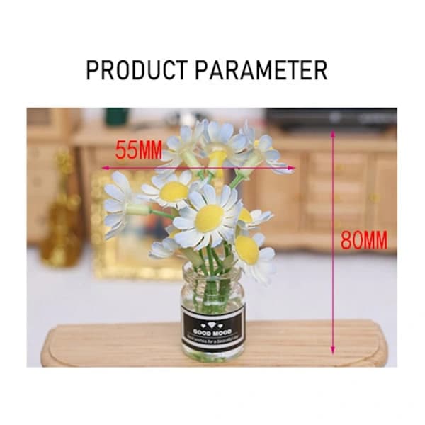 Dukkehusmøbler Mini Grønn Plante HVIT Hvit