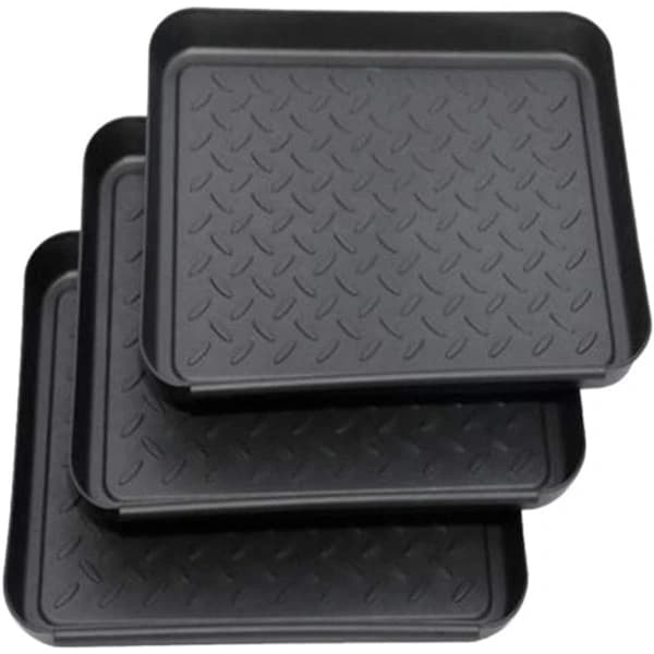 3-pack - Universalbricka - Multifunktionell - Plast - Rektangulär bricka - Serveringsbricka - Svart