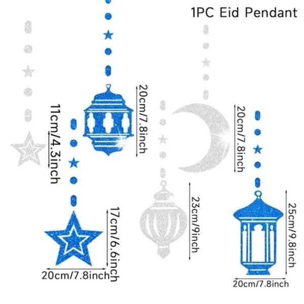 6-pakning Eid al-fitr festlige hengende spiralgirlandere Eid Mubarak
