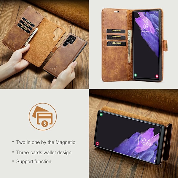 DG.MING Samsung Galaxy S22 Ultralle, ruskea ruskea brown