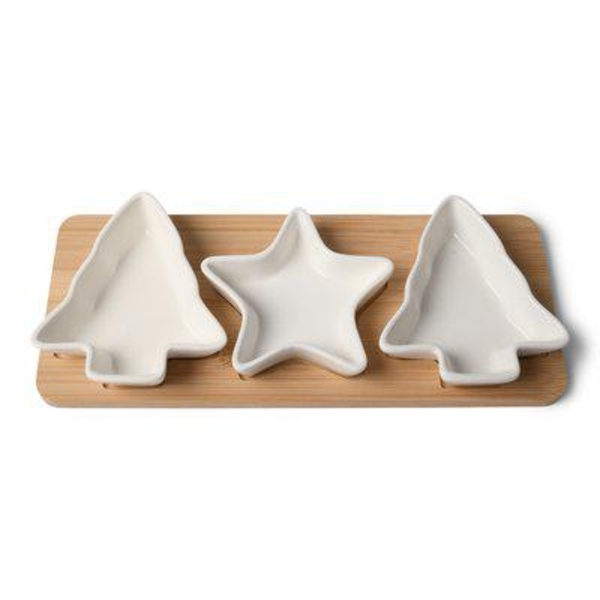 |NN| Serveringsfad Gran & Stjerne Jul Hvid Vit White