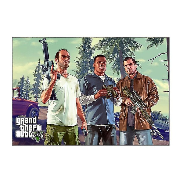 Ingen ram Grand Theft Auto 5 Game Poster Canvas Väggkonsttryck Målning Heminredning 50x75cm Style 4