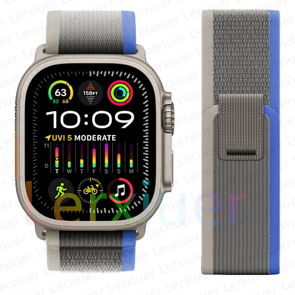 Trailrem för Apple Watch Ultra 2 armband 49mm 44mm 45mm 40mm 41mm 38mm 42mm 45 44 mm armband iWatch series 8 9 7 6 5 3 se Blå Grå Blue Gray/NC/ 42 44 45 49mm Blue Gray