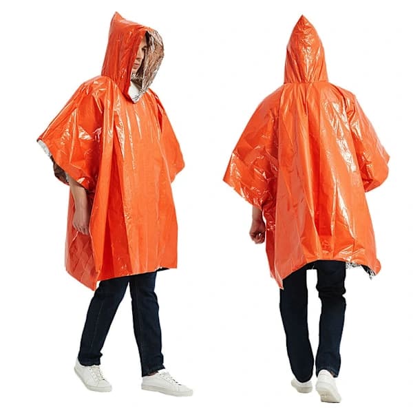 Nødregnkappe Termisk Regntøy ORANGE oransje
