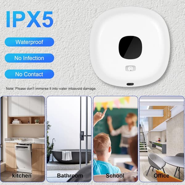 Wall-mounted automatic soap dispenser, 300 ml smart sensor soap dispenser, touchless foam dispenser, white White