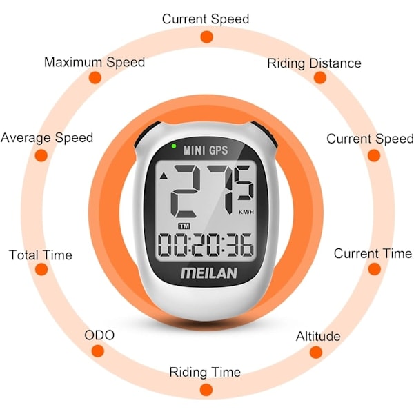 [NT]M3 Mini GPS Cykelcomputer, Trådløs Cykelmåler og Hastighedsmåler IPX5 Vandtæt Cykelcomputer med LCD-skærm Hvid