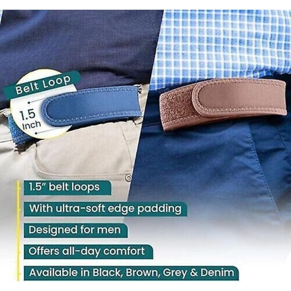 BeltBro Titan Spännlöst Elastiskt Bälte För Män Passar 1,5 Tums Bälteshällor, Komfort brun L_ NN