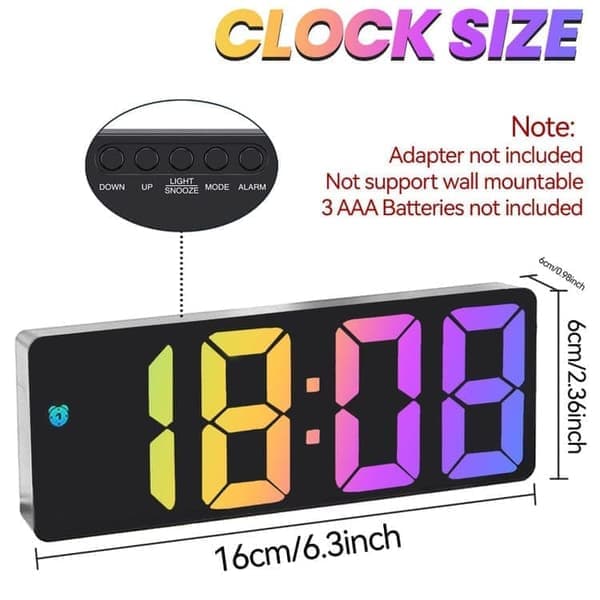 Digital Väckarklocka med Stor LED-display, USB-laddning, Temperatur, Datum