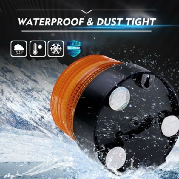 Ahlsen 12V LED Trådlös Stroboskoplampa Magnetisk Blinkande Varningsljus (Orange)/NC/