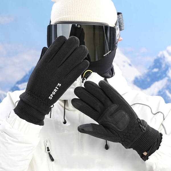 Varma vinterhandskar med touch - skidhandskar, termohandskar Svart M