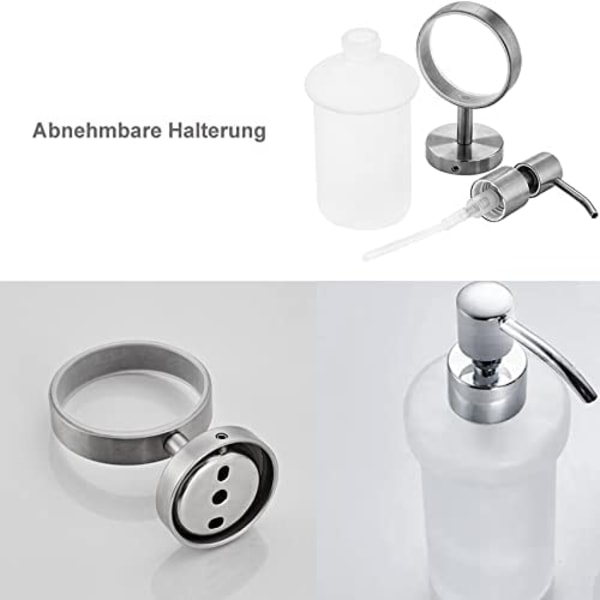 Väggmonterad tvåldispenser i rostfritt stål 304, 200 ml, för schampo