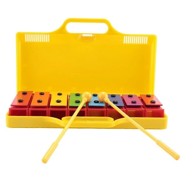 8-sävelinen kromaattinen ksylofoni glockenspiel-resonaattorikello keltaisella kotelolla_ NN