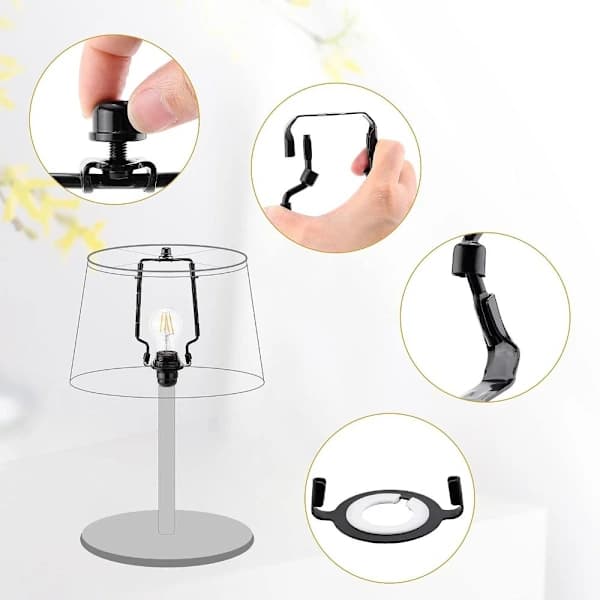Lampe Harpe Holder Kit Lampeskærm Beslag SORT sort