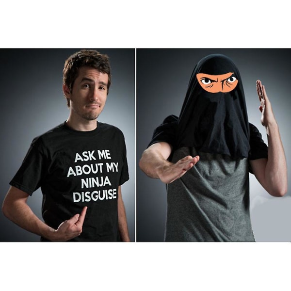 My Ninja Disguise New Exotic Ninja T-shirt Flip Funny Mask Kortärmad M Little Orange