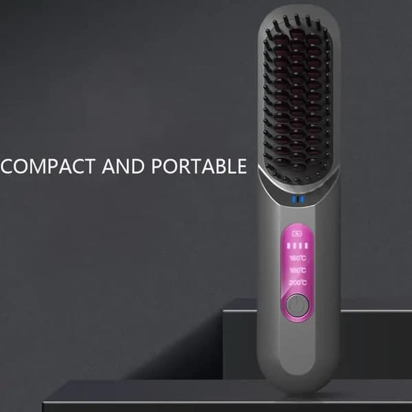 Wireless Straightening Brush with Ceramic Plates and USB-C Charging – Fast Heating