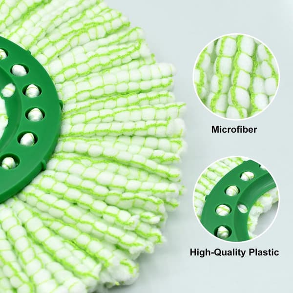 Mopprefill - Erstatningshode kompatibelt med Libman Tornado, Spin Mop - Maskinvaskbart - Grønn og hvit