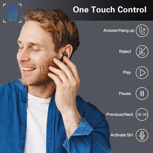 Bluetooth-headset med ultralang standbytid, støyreduksjon, samtaler, musikk, utholdenhet i øret, Bluetooth 5.3