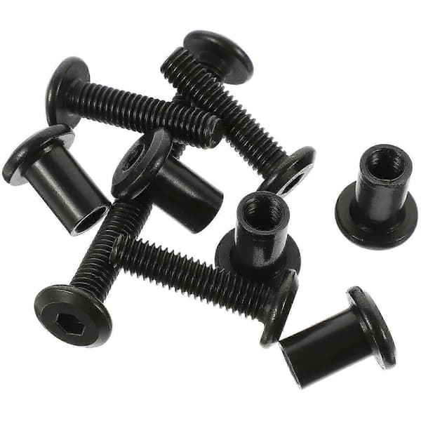 5 Set Binding Screw M6x25 Bolt Cap Nut Countersunk Belt Barrel Nut Connector Black Black 2.7X1.2X1.2CM