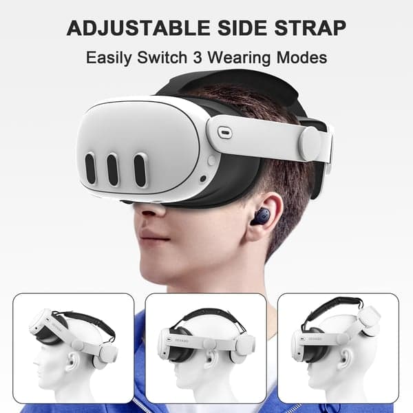 Justerbar hovedrem til VR-headset Hvid