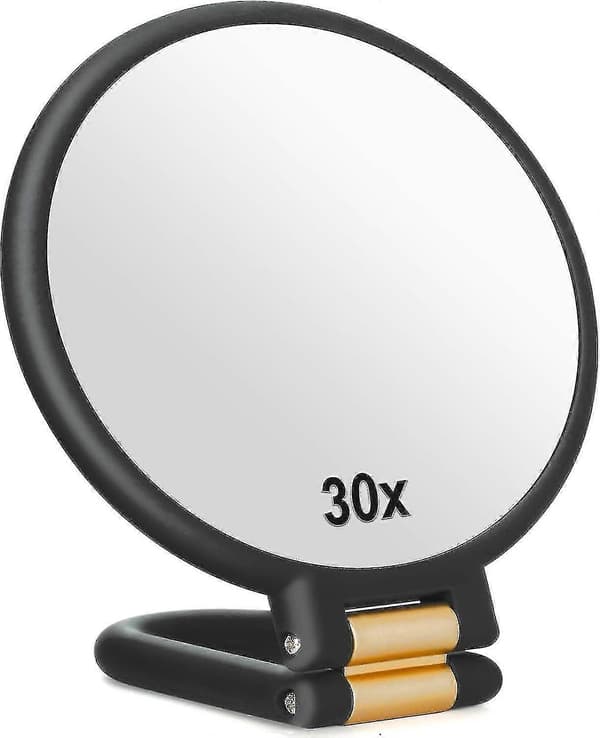30x Magnifying Mirror Travel Mirror with Handle - Double-Sided Handheld Mirror with 1X 30X Magnification White