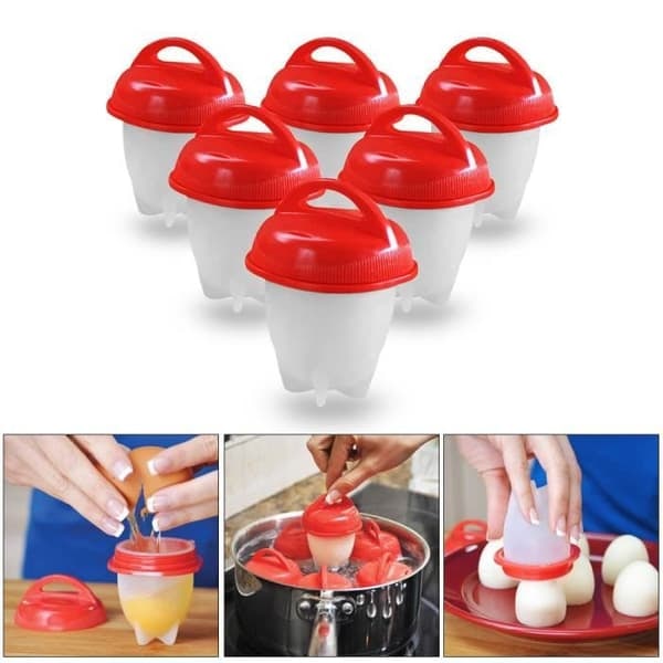 {NT}Äggkokare - Egglettes - 6 st - Non-stick silikon - BPA-fri - Röd