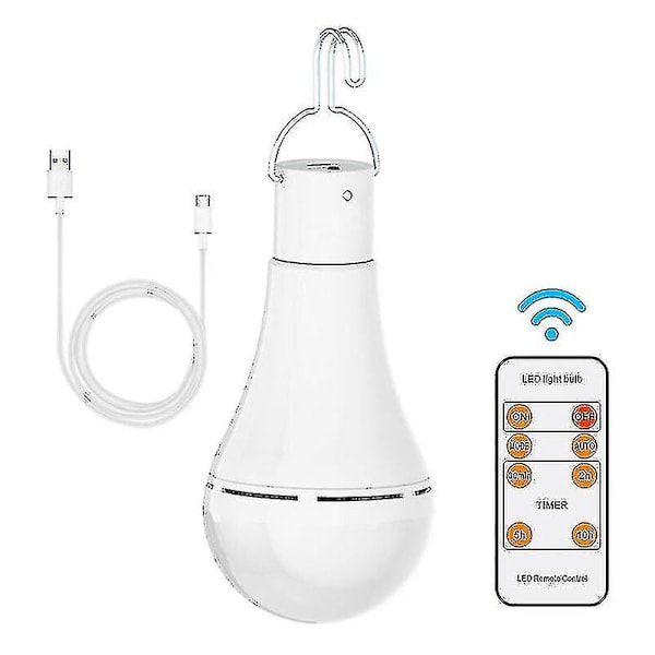USB-laddningsbar glödlampa med fjärrkontroll, 7W LED-batteriglödlampor, E27 Touch-dimbar glödlampa med timerfunktion, utomhuscamping nödbelysning/NC/