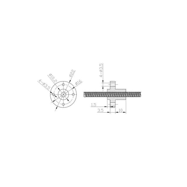 6 stk. Stille T8 Bly Skruemutter POM mutter 8mm Bly