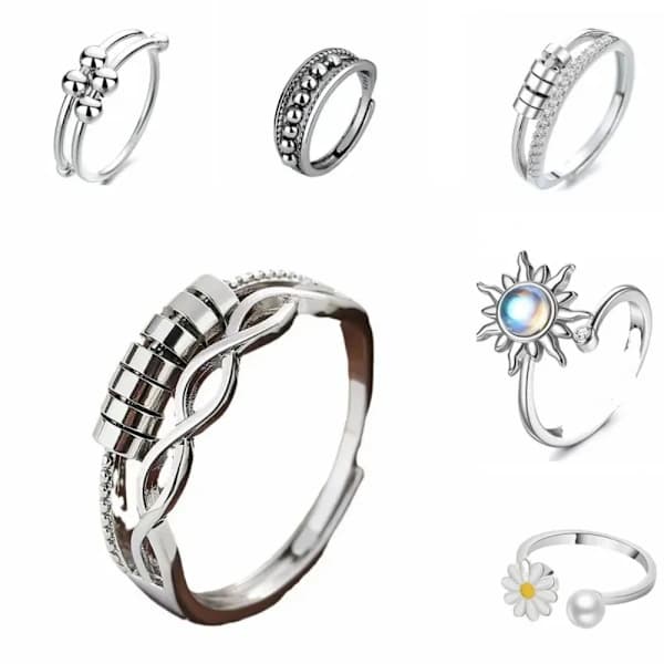Anti Stress Angst Fidget Ringe til Kvinder Rustfrit Stål Spinner Solsikke Sol Stjerne Ring Trendy Smykker Tilbehør Gave