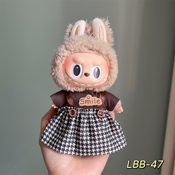 /NC/Labubu Kläder Klänning Labubu Märkeskläder Outfit 17cm Plyschdocka Liten Doft Vind Rem Klänningsset Labubu Kläder 5