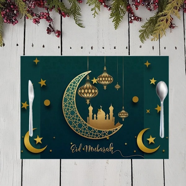 2 stk 32x42cm Eid Mubarak Bordbrikke
