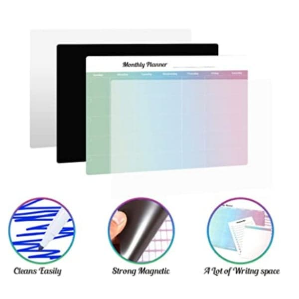 Sett med magnetisk whiteboardtavle, skrivetavle, penner og magneter MultiColor