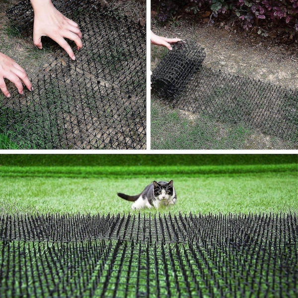 Anti-kattmatta Med törngaller Trädgård Anti Hundar, Katter Husdjur Plast Anti-törnmatta För Husdjur Svart 200*30 Cm