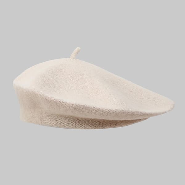 2-pak damebaretter, varme franske kunstnerhatte i akryl til efterår og vinter, beige og kamel, medium 56-58 cm