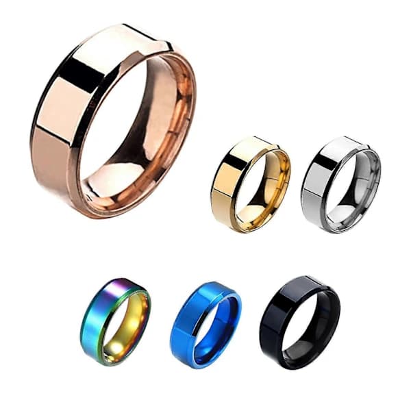 1 stk. Ring Unisex Rustfrit Stål Spejl Let Fingerring Til Bryllup Rosaguld Rose Gold US 5