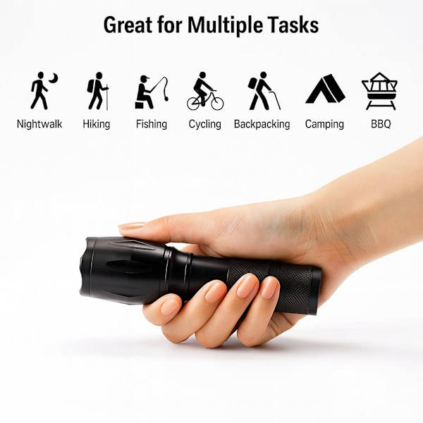 LED Flashlight (Waterproof and Shockproof) with 5 Functions 160