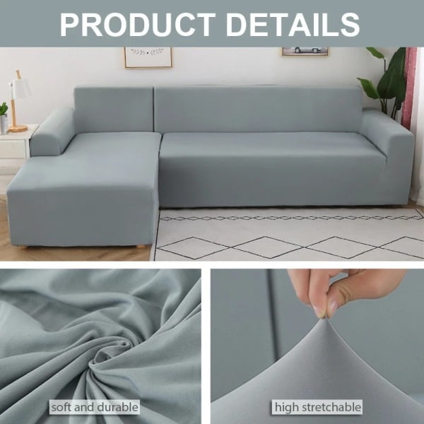 Elastiskt överdrag för vardagsrum Enfärgat sofföverdrag Stretchöverdrag Hörn 1/2/3/4 Sits L-formad soffa Behöver Köpa 2st Vit--1st 1 sits 90-140cm