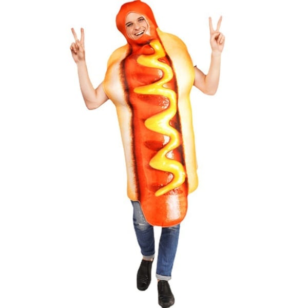 [NT] Rolig Hotdog Cosplay Jumpsuit Halloween Spoof Party Rollespil Kostume til Kvinder Mænd FF346