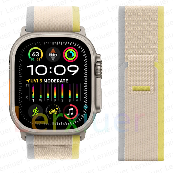 Trail-ranneke Apple Watch Ultra 2 -rannekkeeseen 49mm 44mm 45mm 40mm 41mm 38mm 42mm 45 44 mm rannekoru iWatch series 8 9 7 6 5 3 se Keltainen Beige Yellow Beige/NC/ 42 44 45 49mm Yellow Beige