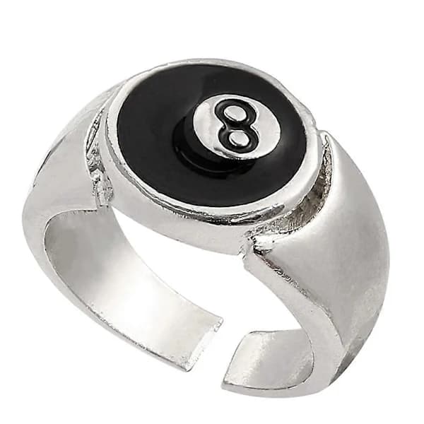 Billardkugle Ring Sølvbelagt Retro Charm Billardringe Fingersmykker