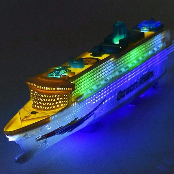 Barn färgglad Ocean Liner kryssningsfartyg Båt elektrisk blinkande LED-ljus Ljudleksak, 50x11x6 Cm/19,7x4,3x2,3 tum
